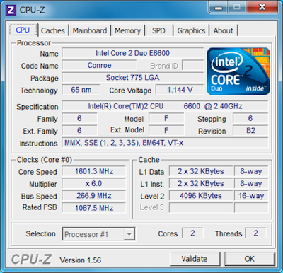 Core 2 Duo E6600 CPU-Z