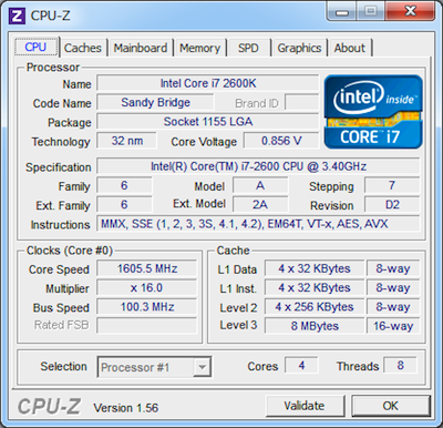 Core i7 2600 CPU-Z